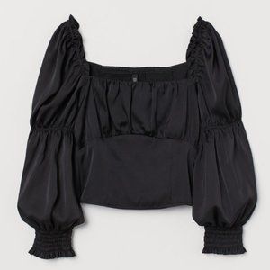 H&M Black Satin Blouse US6